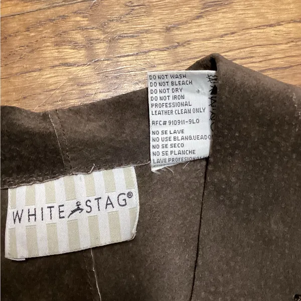 White Stag vintage Brown Boho Westetn leather blazer size Large - Image 14