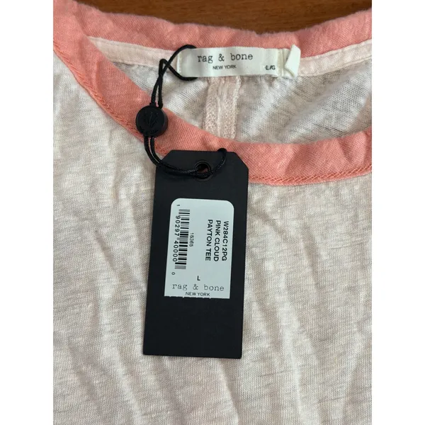 NWT Rag & Bone Payton Tee Womens Pink‎ Cloud Linen Colorblock Short Sleeve Top L - Image 2