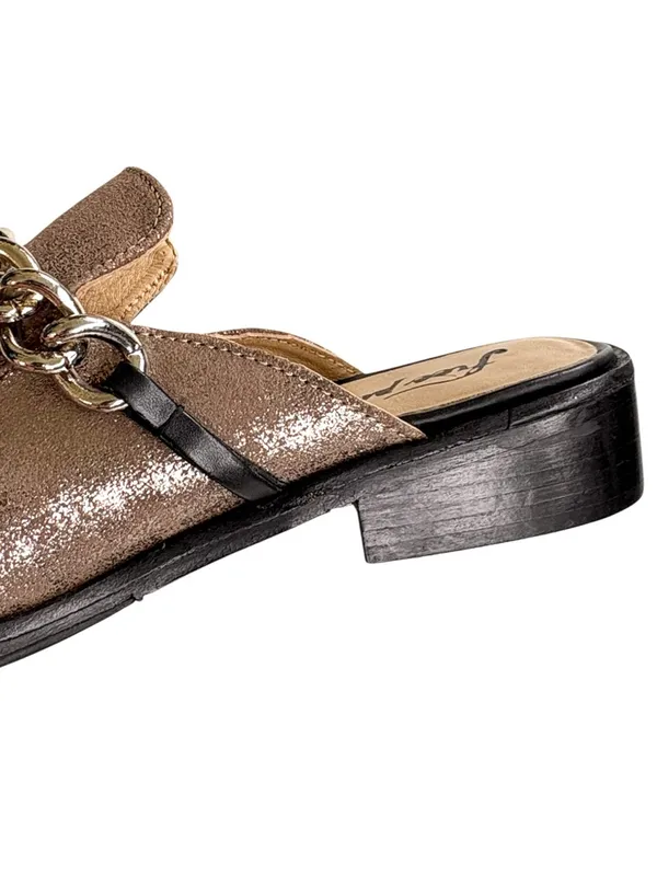 EUC Free People Leather Vida Mules Metallic Hold Size 9.5 - Image 6