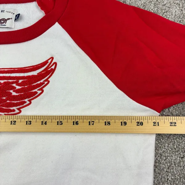 Detroit Red Wings Sweatshirt Womens L G-III 4Her NHL Fleece Chenille Logo Raglan - Image 8