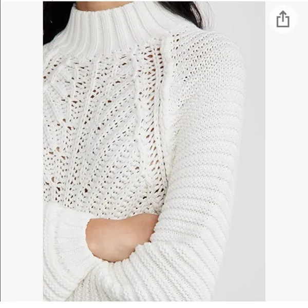 Free People Sweetheart Oversized Chunky Mock Neck Knit Sweater White Small $89 - Image 6