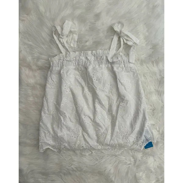 Cupshe White Eyelet Scalloped Hem Cover-Up Top Size Small - Image 4