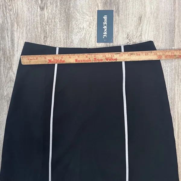 ModCloth Womens Black White Piping Mini‎ Skirt Size 10 Retro A-Line Stretch NEW - Image 5