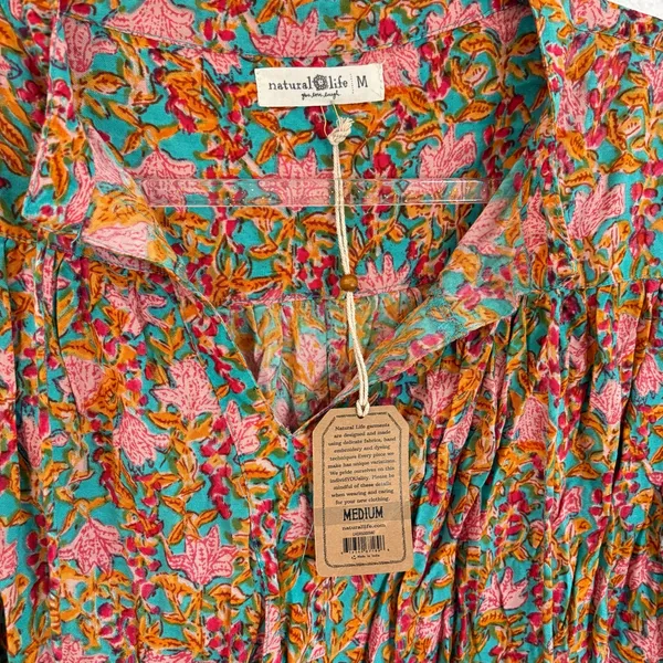 Natural Life Dara V-Neck Boho Tunic Dress Floral Tassel Womens Size Medium NWT - Image 3