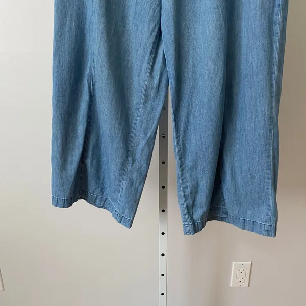 BP Nordstrom Designer Luxury Old Money M‎ Blue Wide Leg Culotte Pants High Waist - Image 3