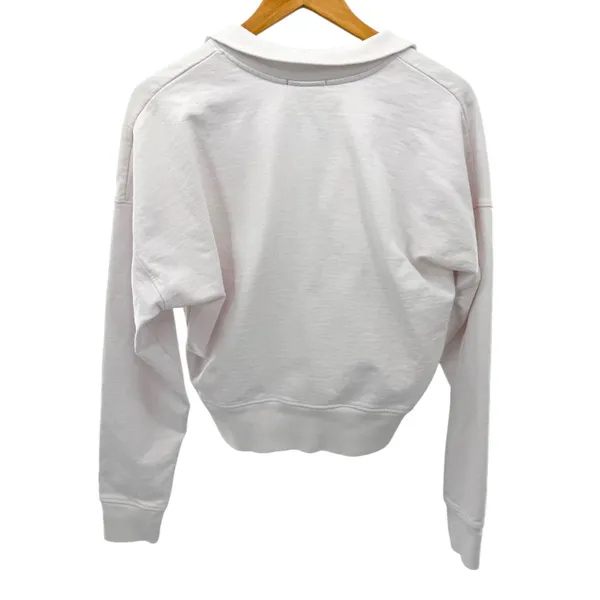 Talentless Cropped Quarter Zip Sweatshirt White Minimal Luxe Cotton Size‎ S - Image 2