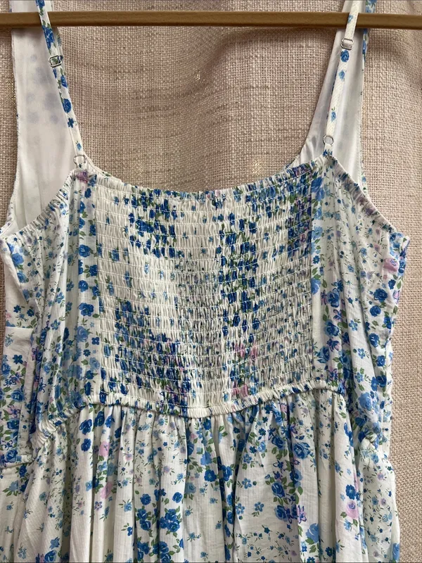 Floral Sleeveless Corset Front Tie Midi Dress Large - Image 15