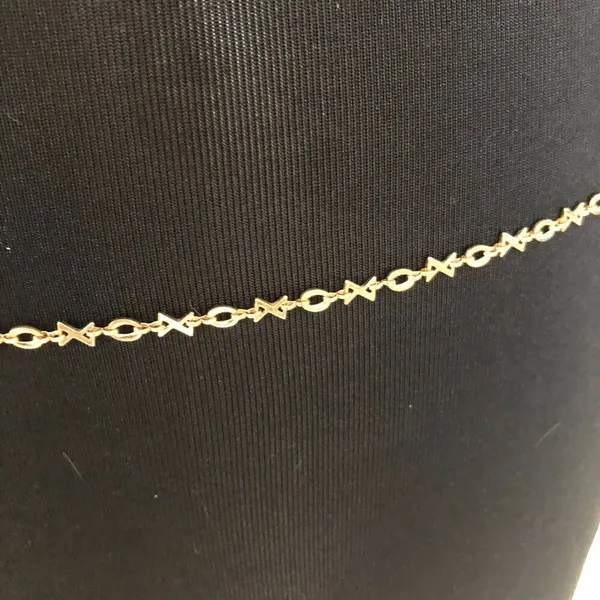 Gold Link X and O Hugs and Kisses Belly Chain / Belt New 38" adjustable - Image 2