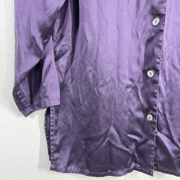 Victoria's Secret Sleep Shirt‎ Top Button Down 3/4 Sleeve Purple Size Medium - Image 8