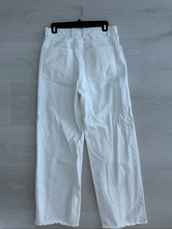Zara High Rise Wide Leg White Jeans in Size 6 (EUR 38) - Image 2
