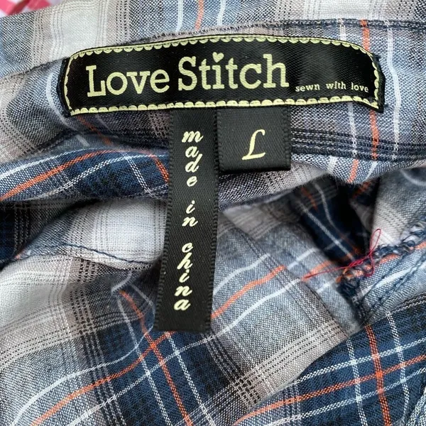 Love Stitch Plaid Western Shirt With Studs - Image 7