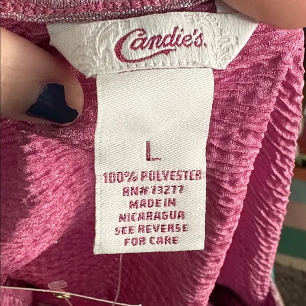 NWT Vintage Candie's pink sparkly metallic top, Large - Image 4