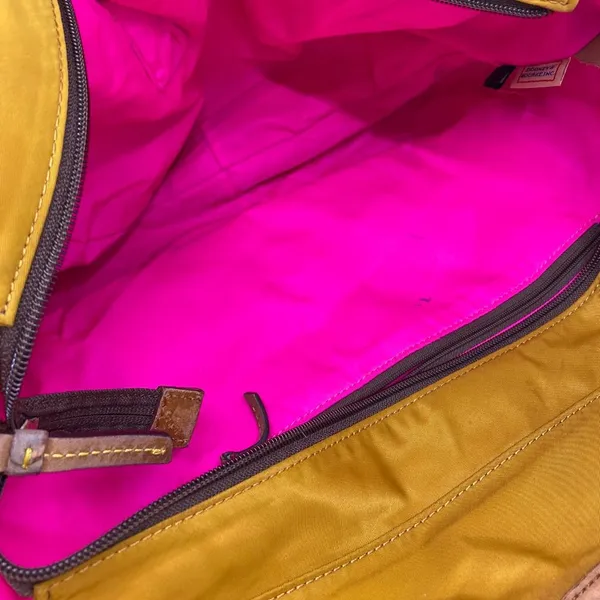Dooney & Bourke XL Yellow Brown Nylon Shoulder Bag - Image 9