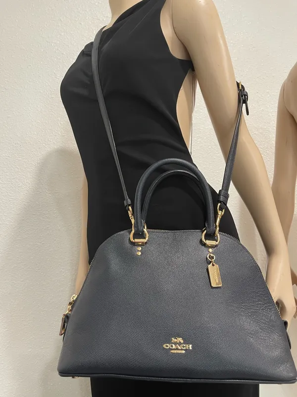 Coach Katy Satchel Bag - 2553 Dark Navy Blue Crossgrain Leather - Image 6