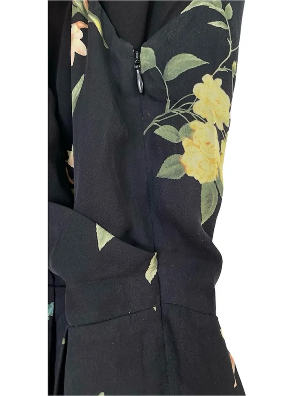 Joie Floral Mini Dress V Neck Black Sleeveless Silk Dress Size Medium - Image 5