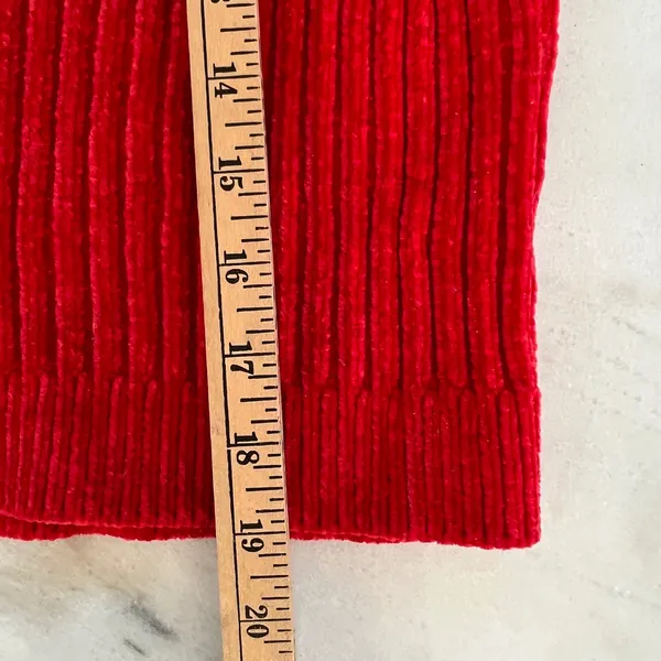 Poof Apparel Red Ribbed Velvet Mock Neck Long Sleeve Sweater‎ Size L - Image 4
