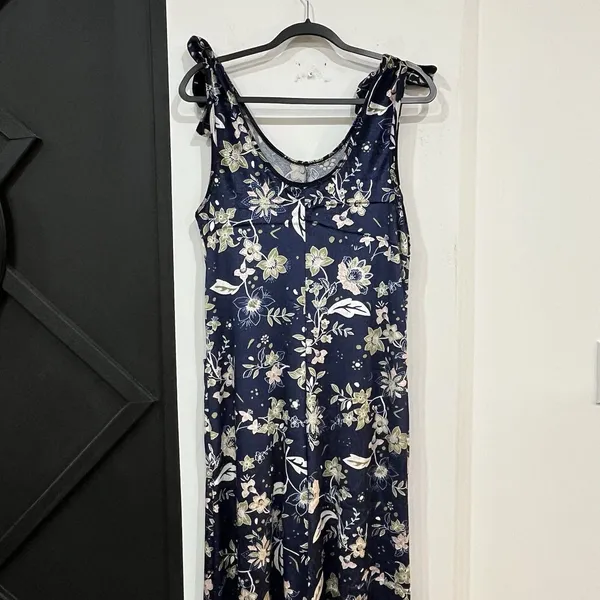 Earthbound Trading Co Floral Velvet Tie Wide Leg Jumpsuit Size Small - Image 6