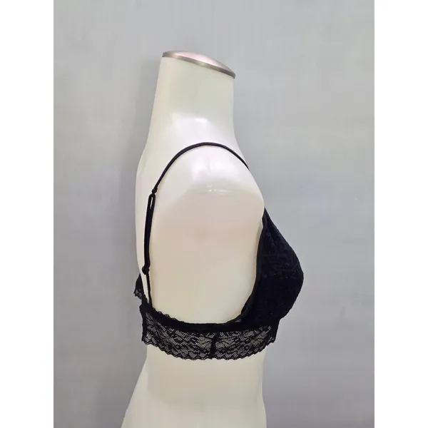 CK Black Romantic Boudoir Bridal Cottage Lingerie Feminine Floral Lace Bra Large - Image 4