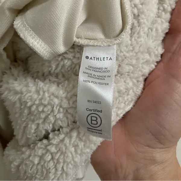 Athleta Talus teddy Sherpa half zip pull over cream sweatshirt L‎ - Image 8