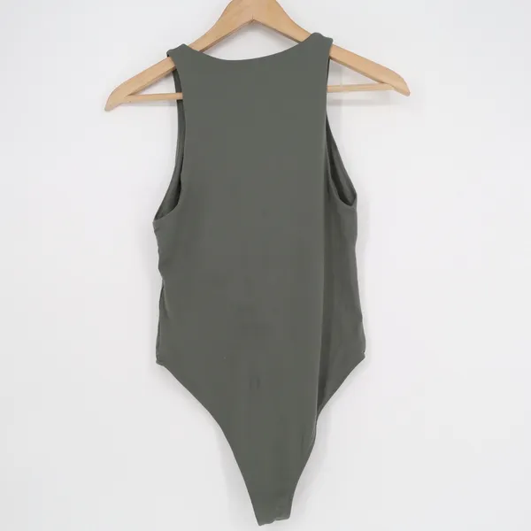 Zara Womens Racerback High Neck Sleeveless Bodysuit Olive Green Size M - Image 4