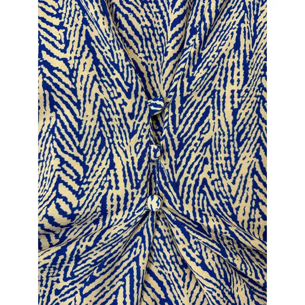 Hazel Hazel Blouse Womens Small Blue Beige Zebra Print High Low Button Back Top - Image 3