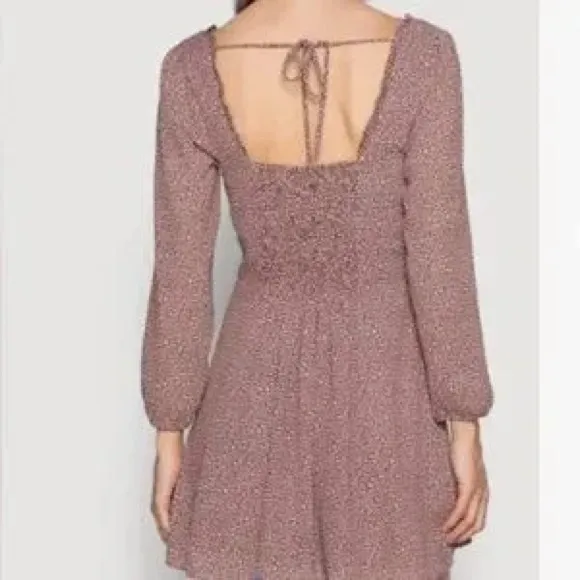 Abercrombie & Fitch Brown‎ and White Polka Dot Y2K Long Sleeve Dress - Image 4