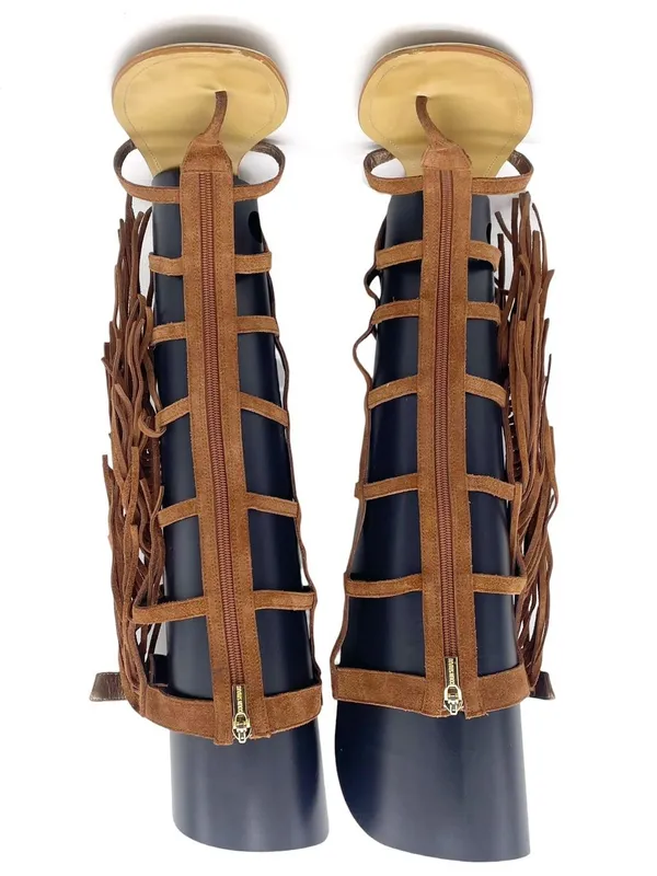 Colin Stuart Victoria’s Secret Sandals 9B Suede Fringe Tall Gladiator Festival - Image 5