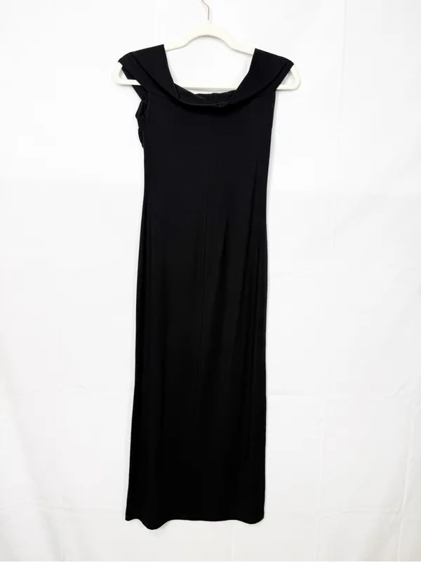 Reformation Vida Knot Front Off Shoulder Knit Midi Maxi Dress Black LBD - Image 5