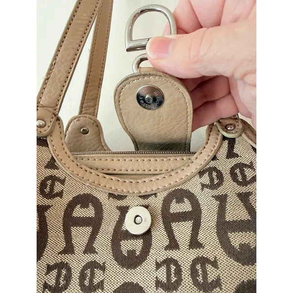 Etienne Aigner Shoulder Bag Purse Women's Tan Double Handle Signature Logo - Image 3