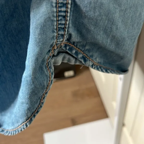 Denim Button-Down Shirt Dress Long Sleeve Size Small - Image 5
