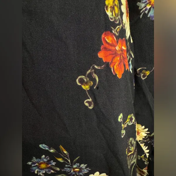 The Odells x Anthropologie Black Floral‎ Print Rayon V-neck Midi Dress Size M - Image 8