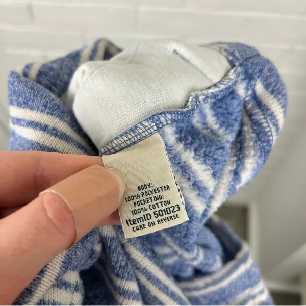 L.L.Bean Blue & White Striped Knit Cowl Neck Sweater Size S - Image 4