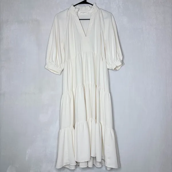 Amanda Uprichard White Midi Tiered Dress - Image 4
