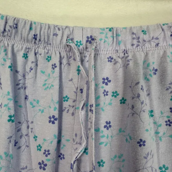 Croft & Barrow Purple Floral Pajama Set XXL Short Sleeve Top Crop Pants 2pc - Image 8