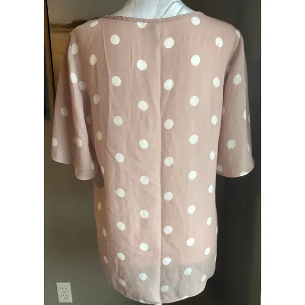 est 1946 pink polka dot blouse womens small - Image 3
