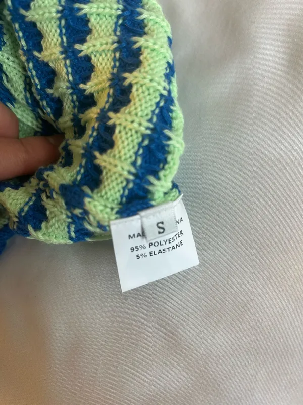 Blue and Green Twisted Knit Tube Top - Image 4