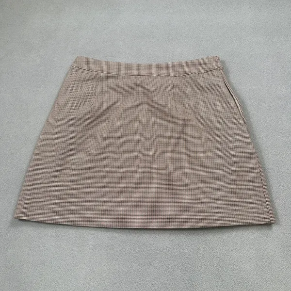 A New Day Mini Skirt Womens 4 Brown Houndstooth Pattern Side Zipper Patterned A - Image 2