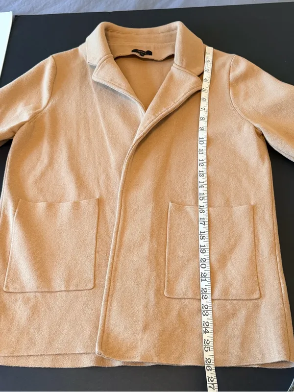 Quince Organic Cotton Blazer Open Front, Pockets , tan, neutral minimalist sz L - Image 7