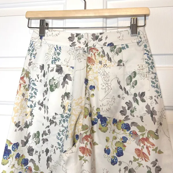 Lulus NWT Garden Cutie Ivory Floral Cotton‎ Twill High Rise Wide Leg Pants XS - Image 6