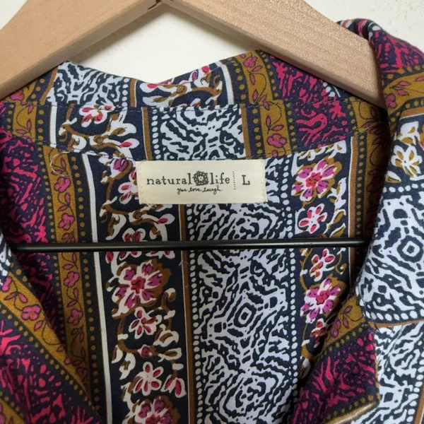 Natural Life Women Ansley Dress Large Multicolor Boho Floral Patchwork Hippie‎ - Image 5