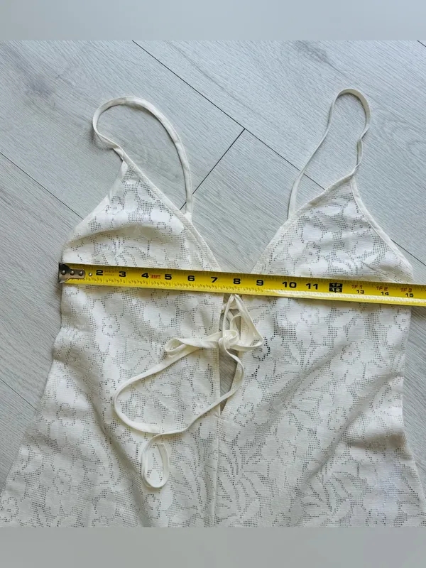 ASOS Womans Size 4 See Through,beach summer, jumpsuit wide leg in cream color - Image 7