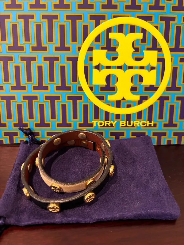 Tory Burch Black and White Leather Wrap Bracelet  - Image 5