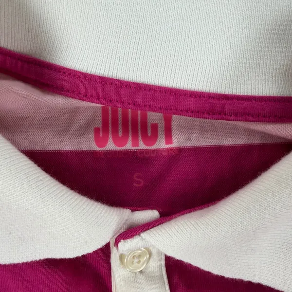 Y2k Juicy by Juicy Couture Pink Striped Long Sleeve Cropped Rugby Polo Small - Image 8