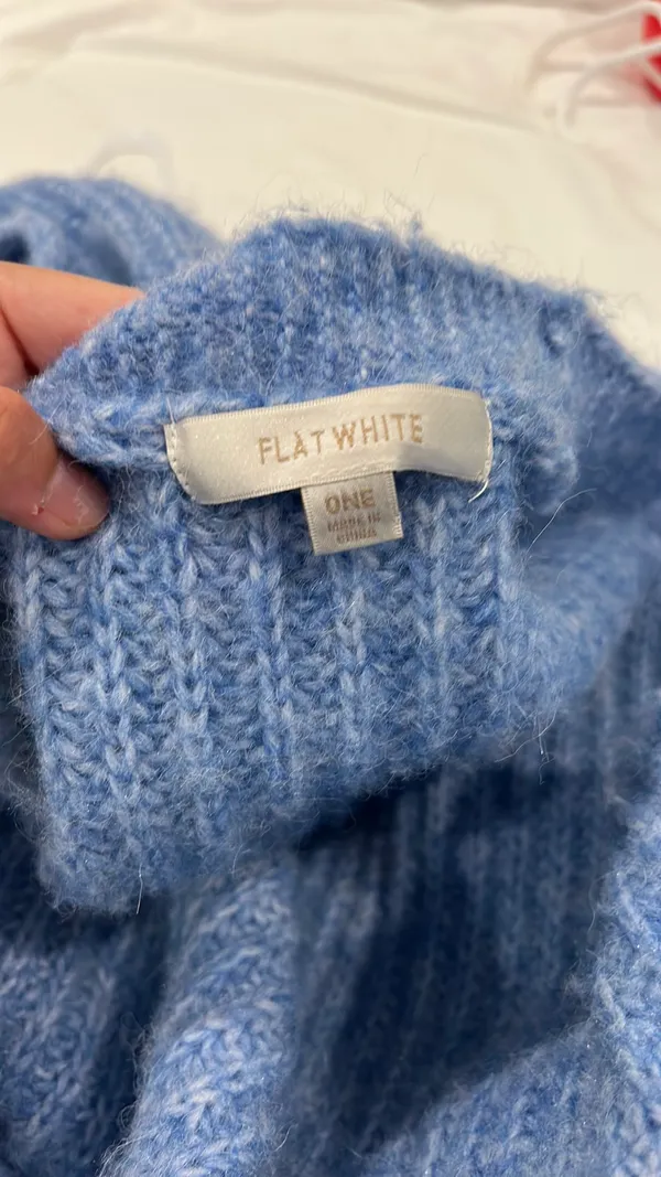 Anthropologie Chunky Baby Blue & White Cardigan - Image 3