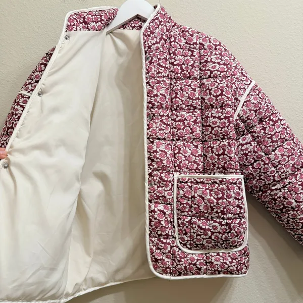 Quilted Rain‎ Puffer Jacket Womens Small Cropped Dainty Floral Spring Bloomcore - Image 5