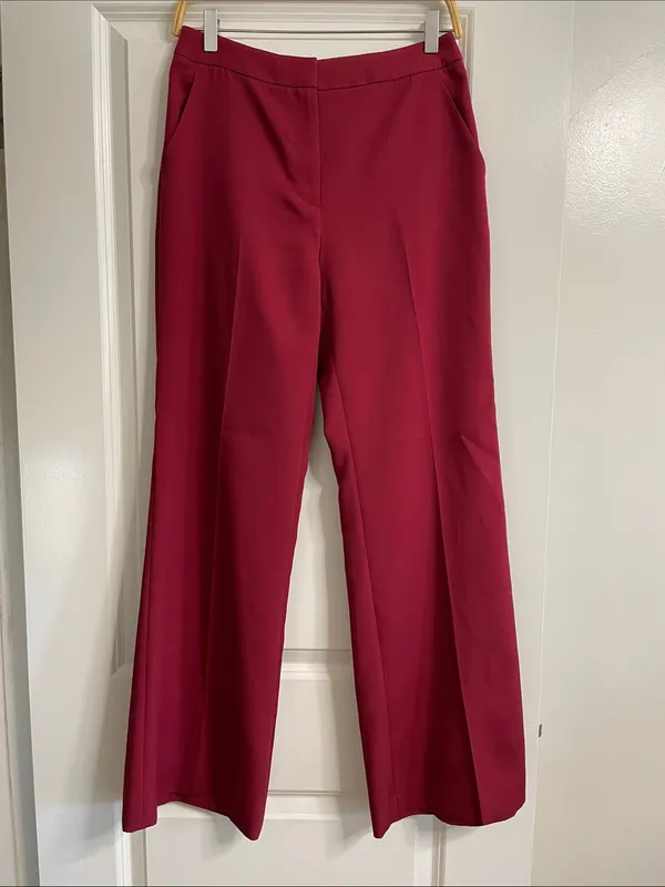 MILLY Nash Cady Pants- Burgundy Wide Leg Trousers Size 4 - Image 2