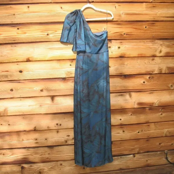 NWT Sachin + Babi Chelsea Blue Size One Shoulder Gown Dress FLAWS - Image 9