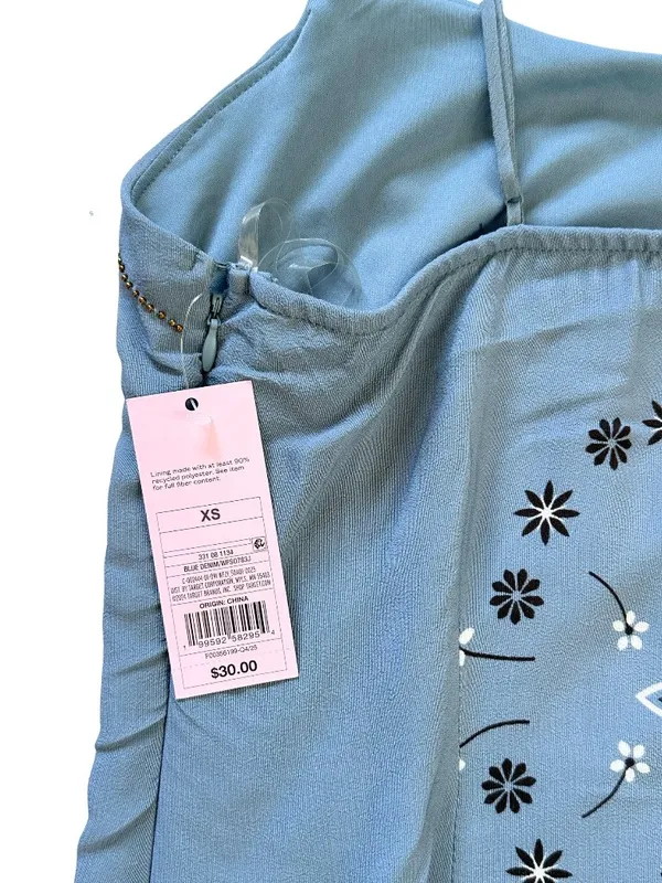 Wild Fable Blue Bandana Paisley Mini Shift Dress Size XS Country Coastal - Image 11