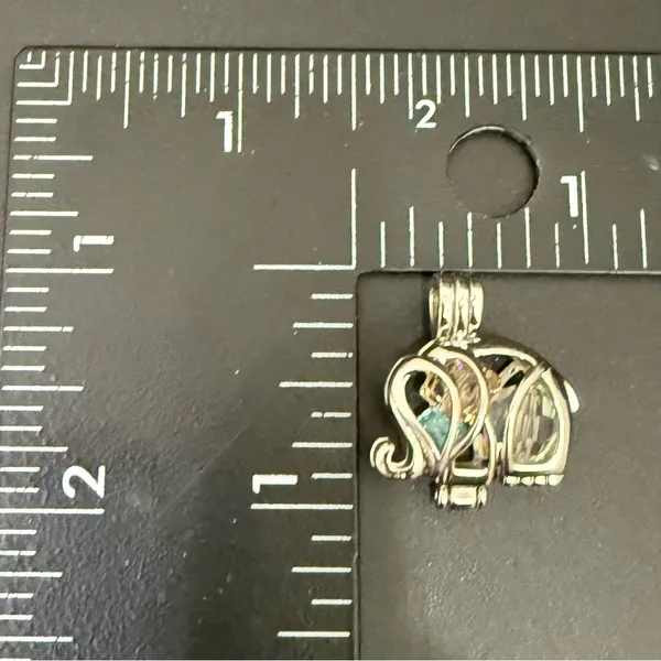 925 Sterling Silver Cage Elephant Pendant with Beads 6g. - Image 10