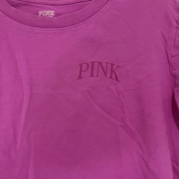 PINK Victoria's Secret Shirt Womens Large Barbie Pink Crop Top Tee Cotton - Image 3